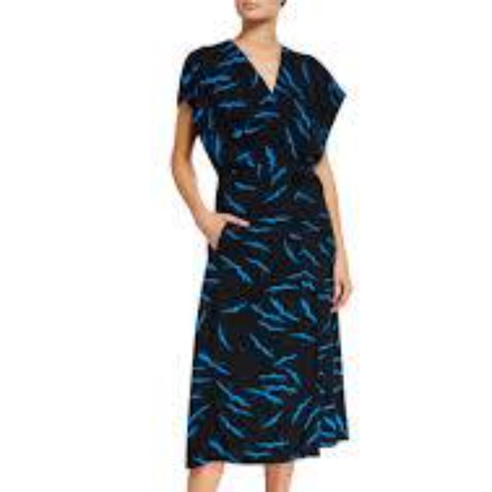 Bijou Short-sleeve Wrapped Dress In Eclps Skydvr